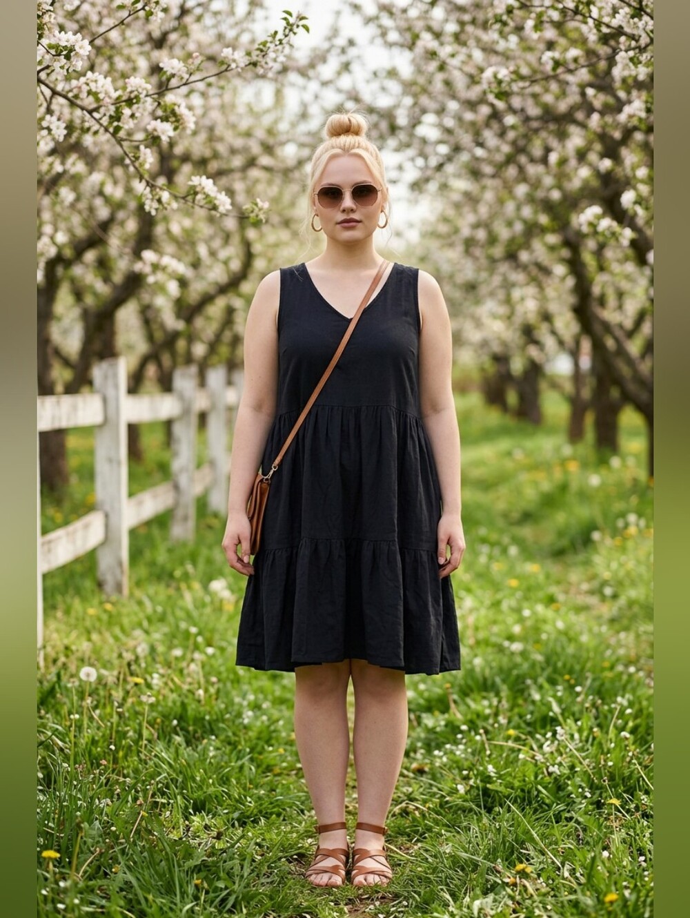 a.n.a Tiered Black Dress With Pockets Sleeveless Casual Flowy Large